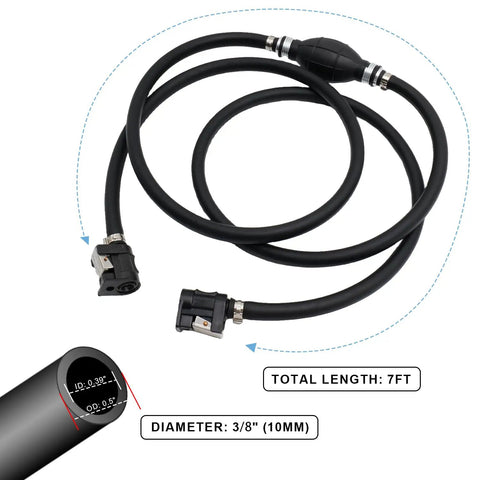 Universal Marine Fuel Line Hose 3/8 Inch ID, 7 Ft With Primer Bulb and Steel Clamps for Outboard Boat RV Gas Transfer