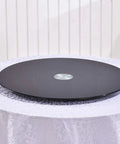 Rotating Tabletop Serving Tray With Lazy Susan Turntable For Dining Tables, Aluminum Alloy Bearing, 26.7 Inch, Black And White
