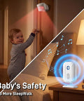 Child reaching for door with motion sensor, illustrating safety function of Motion Sensor Doorbell For Elder Care And Dementia Patients.