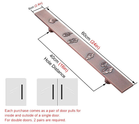 Heavy Duty Door Pull Handle Built To Last With Red Bronze Finish For Barn Doors Sliding Doors And Office Home Or Shop Rectangle Antique Style Tough As Nails Easy Two Hole Mount Solid Aluminum Construction 24 Inch diagram and dimensions