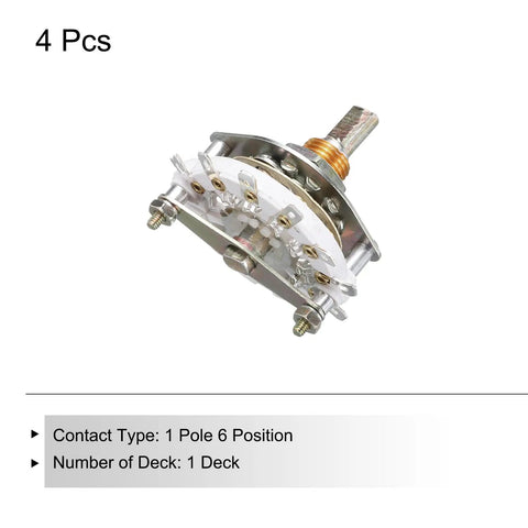 1P6T Rotary Switch 1 Pole 6 Position Band Selector 1 Deck for TV Radio Home Electronics, pack of 4 high quality switches