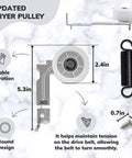 Upgraded Dryer Repair Kit With Roller, Idler Pulley And Belt For DC97-16782A DC93-00634A 6602-001655 5PH2337 showing pulley details