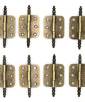 Eight Piece Vintage Antique Brass Flap Hinges With Lengthened Axis For Wooden Boxes Jewelry Cases Cabinets And Cupboards