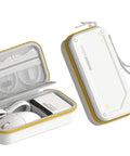 Tough White Hardshell Tech Case Keeps Your Cables Chargers Power Banks And Digital Stash Tight So You Can Just Tote It In Your Satchel Without Dropping Any Dope Gear On The Go, featuring internal dividers and zipper.