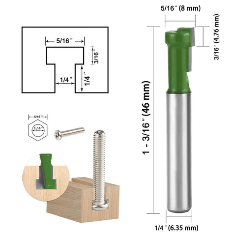 Keyhole Router Bits Set Six Pcs With One Quarter Inch Shank Blade Diameters One Quarter Five Sixteenths Three Eighths Nine Sixteenths One Half And Five Eighths For Woodworking And Hanging Projects Handy For DIY Picture Frames Shelves And Wall Mounts diagram and measurements