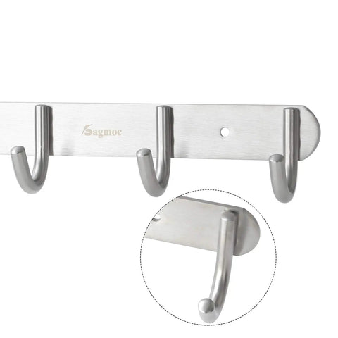 Brushed Nickel 11 Inch Wall Mounted Coat Rack With Four Hooks Durable 304 Stainless Steel Towel Rail for home organization.