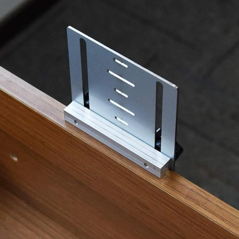 Eight Position Cabinet Pull Drill Template for Doors and Drawers mounted for direct drilling use