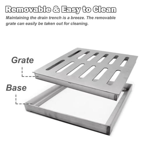 Heavy Duty 304 Stainless Steel Drain Grate With Base Built Like A Tank Rock Solid Outdoor Catch Basin Cover Jobsite Ready For Yard Deck And Garden Kicks Out Debris Flows Smooth 60X60 Cm removable grate and base shown for easy cleaning.