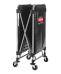 Collapsible X Cart with Wheels 8 Bushel Steel Laundry Cart Heavy Duty Black Utility Cart for Hotel Nursing Home Dorm Home College Easy Foldable