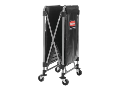 Collapsible X Cart with Wheels 8 Bushel Steel Laundry Cart Heavy Duty Black Utility Cart for Hotel Nursing Home Dorm Home College Easy Foldable