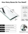 Diagram of beveled silver mirror subway backsplash tiles for kitchen and bathroom, 3x6 inch, clear mirror with dimensions and specs.