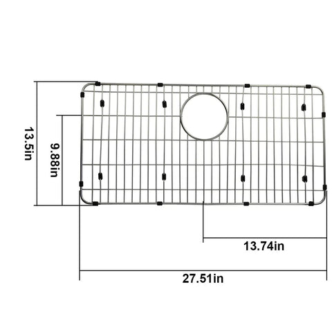 Sink Protectors For Kitchen Sink 27.5 By 13.5 Inches, Stainless Steel Protective Grid With Dimensions