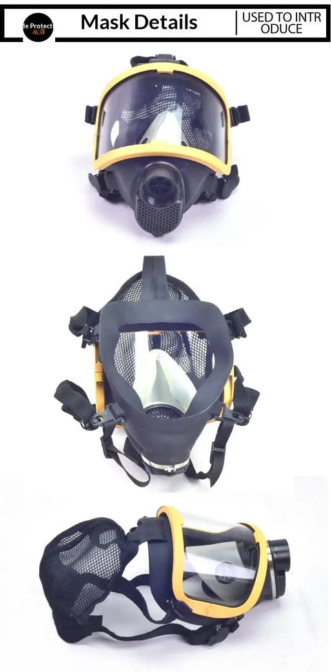 Powered Air Supplied Full Face Respirator With All Day Comfort And Rechargeable Ventilated Long Hose Gas Mask For Paint Spraying And Heavy Duty Chemicals Dust And Pesticide Fumes Anti Fog Safety Mask For Tough Industrial Work, black-yellow full-face