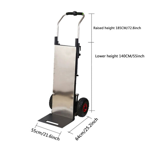 Super Slick Electric Stair Climber Cart That Folds Like A Champ With Massive Battery Life To Haul Heavy Cement Or Sand Up Stairs Without Breaking A Sweat At 550 Pounds Capacity Plus Smooth Motorized Grip For Any Tough Job with dimensions.