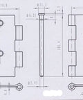 Technical diagram of 4 Inch Full Mortise Butt Hinge Three Pack with Five Eighth Inch Radius, black finish, interior doors.