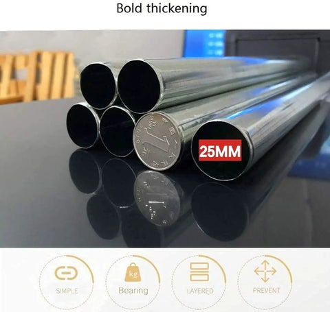 Close-up of 25mm solid steel pipes showcasing bold thickness for Portable Hanging Closet Wardrobe Freestanding Storage Organizer.