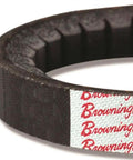 Gripnotch AX71 Belt For AX Belt Section 72.3 Pitch Length Built Tough To Cut Vibration And Wear Ground Form Design With EPDM Material Fabric Facing For Extra Stability Wide Operating Range From Minus 60 To Plus 230 Degrees F All Weather black EPDM drive belt with Browning logo, angled view