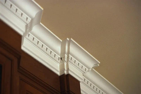 Crown molding sealed with Exact Color Caulk Sealant in 9.5 Ounce Cartridges Six Pack Contractor Case Pro Grade Mixable Color Match