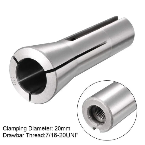 R8 Collet 20mm Chuck Holder Built From 65Mn Spring Steel Hardened To 55HRC With Precision Ground Finish 7/16-20UNF Thread