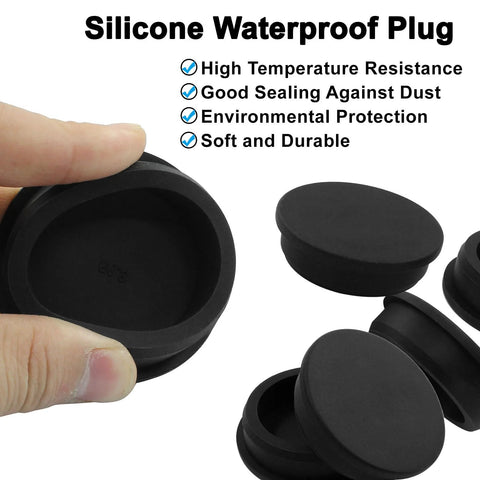5 Pack Silicone Rubber Hole Plugs For 2 Inch Round Holes, Waterproof Flexible Seal Caps with high temperature resistance, black