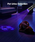 Ultraviolet Blacklight Flashlight Set Of 2 With 12 LED 395nm UV Light for pet pee detection showing a stain on the floor