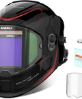 Panoramic 180 Degree Auto Darkening Welding Helmet With Large 3.94x3.74 Inch Viewing Area Side View Window Solar Battery Power