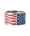 Patriotic American Flag Collar Ring For Walking Canes, 7/8 Inch Inner Diameter, Raised Star Detail, Flowing Stripe Design
