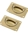 Two Pack Recessed Gold Pull Handles Hidden Flush Drawer Pulls For Cabinets And Closet Doors Durable Copper Construction Easy Install With Screws 80mm x 48mm Hardware Kit