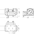Beefy 12V 4000 LB Electric Winch Kit With About 33 Feet Steel Rope For ATV UTV Tow Off Road Use Includes Wireless Remote Control And Mounting Bracket Included, dimensioned drawing
