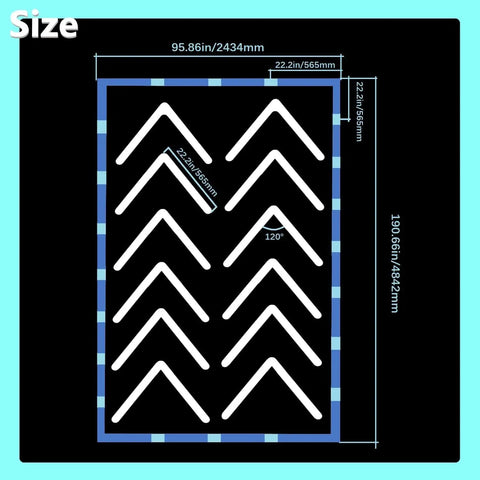 Dimensions of 12 Pack Ultra Bright Arrow Grid Led Shop Lights For Garage And Workshop With Blue Border, 6500K White, IP54 Dustproof