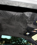 Suede headliner fabric, black, 96x65 inches, installed in car interior