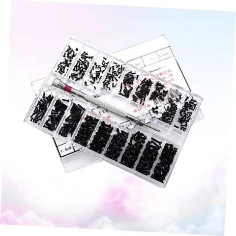 Small Screw Kit For Diyers And Pros Miniature Countersunk Flathead Screws In A Clear Storage Box Carbon Steel Perfect For Repairing Glasses Watches Electronics And More