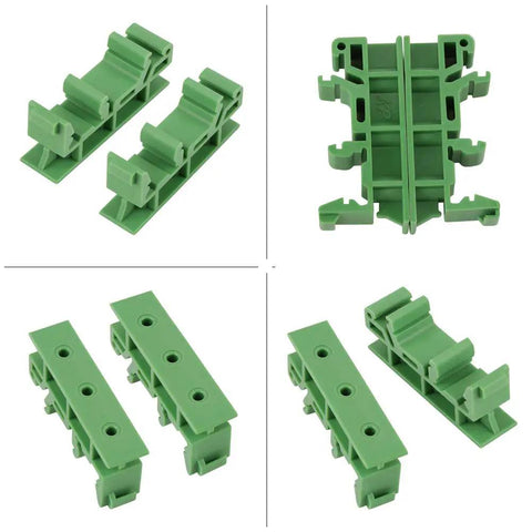 Ten Pack DIN Rail PCB Mounting Brackets For 35mm C45 Rails Green Clips For DIY Electrical Projects Durable Holder Carrier Mounting Clips Easy Snap In Includes Ten Sets For Secure PCB Mounting