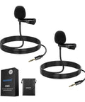 Lavalier Clip On Mic Omnidirectional Condenser Wired Lav Mic 2 Pack for YouTube Live Streaming and Stage Talks Hands Free Setup Compatible With Rode Wireless GO II and DJI Transmitters Durable Clip on white background