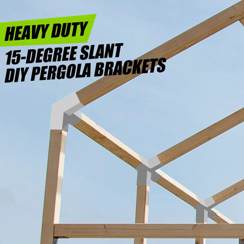 15 Degree Pergola Bracket Kit 4x4 Four Way Right Angle Corner Bracket For Wood Beams With Screws White Powder Coat