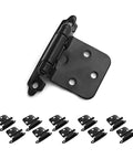 Beefy Self Closing Cabinet Door Hinges Set 10 Pcs, Flush Overlay, Heavy Duty Cupboard Hinges, 7x4x3 cm, Black, Rust Resistant Steel
