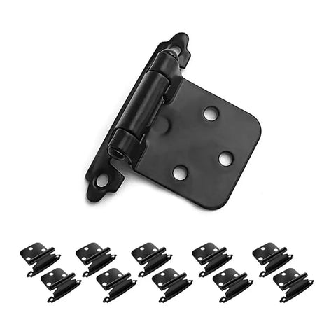 Beefy Self Closing Cabinet Door Hinges Set 10 Pcs, Flush Overlay, Heavy Duty Cupboard Hinges, 7x4x3 cm, Black, Rust Resistant Steel