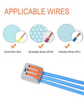 Pro Grade Lever Wire Connectors Kit With Push In Design For Quick Connect 28-12 AWG wire types illustration