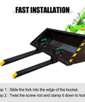 43 Inch Pallet Forks Clamp On for Tractor Bucket 1500 Lb Capacity Heavy Beefy Front Loader Attachment installation steps
