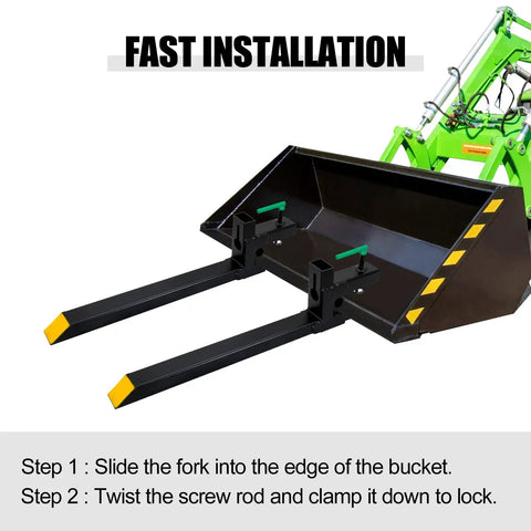 43 Inch Pallet Forks Clamp On for Tractor Bucket 1500 Lb Capacity Heavy Beefy Front Loader Attachment installation steps