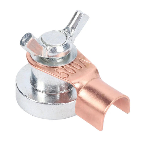 Huge Upgrade Your Welding Game With Quick Setup Magnetic Grounding Clamp featuring a copper contact and metal base.