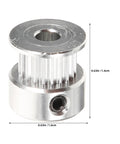 Upgrade Your 3D Printer Game with These Solid 20 Tooth GT2 Timing Pulleys Featuring A 5mm Bore For Quick Install And Zero Slippage Plus Heavy Aviation Aluminum Build And Hex Wrench Included For Smooth Performance On Any Machine Setup., 20-tooth GT2 timing pulley, 5mm bore, aluminum, 0.63in size
