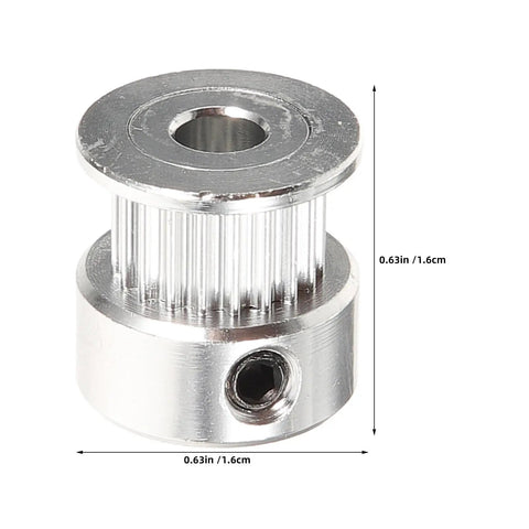 Upgrade Your 3D Printer Game with These Solid 20 Tooth GT2 Timing Pulleys Featuring A 5mm Bore For Quick Install And Zero Slippage Plus Heavy Aviation Aluminum Build And Hex Wrench Included For Smooth Performance On Any Machine Setup., 20-tooth GT2 timing pulley, 5mm bore, aluminum, 0.63in size