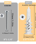 70 Piece Self Drilling Drywall Anchors Kit With Heavy Duty Galvanized Screws featuring 35 screws and 30 plastic anchors.