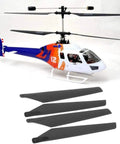 Pro Grade Carbon Fiber Main Blades Set 4 Pack Black For LAMA V3 V4 And Walkera 5 To 8 RC Helicopters Replacement Parts shown with helicopter