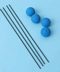 RC Helicopter Landing Training Gear Kit With Sponge Balls And Carbon Fiber Rods on blue background