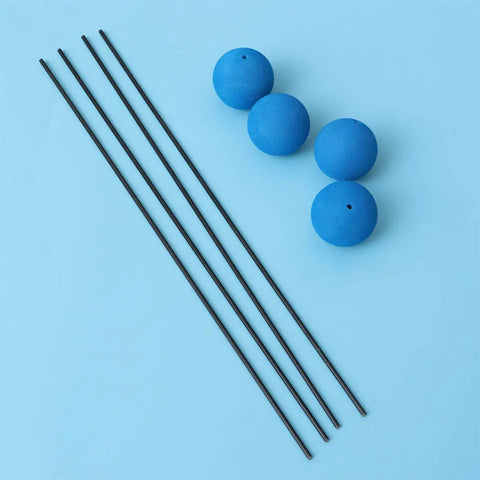 RC Helicopter Landing Training Gear Kit With Sponge Balls And Carbon Fiber Rods on blue background