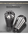 High Precision Spring Collet Chuck For CNC Milling Machine ER11 16 20 25 32 Sizes showing two chucks with concentric accuracy 0.005mm.
