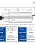 Heavy Duty Workhorse 5.5Kw Water Cooled CNC Router Spindle Motor With ER25 Chuck And 125Mm Mount dimensions and specifications.