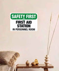 Durable Aluminum First Aid Station Sign 8 By 12 Inches For Office, Shop, Factory, Warehouse And Public Areas, Rust Resistant